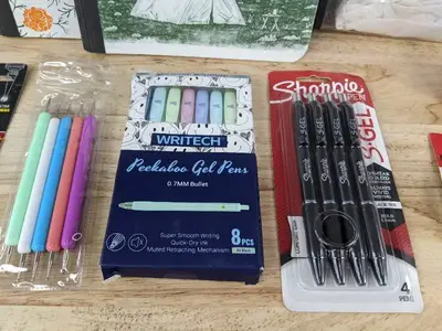 Office & School Supplies Assortment - Notebooks, Glue, Tape, Gel Pens, Fidget Spinners - Brand New