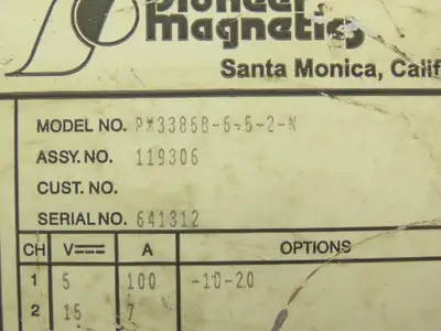 Pioneer Magnetics PM3386B-6-5-2-N Power Supply Unit 100-240V Input
