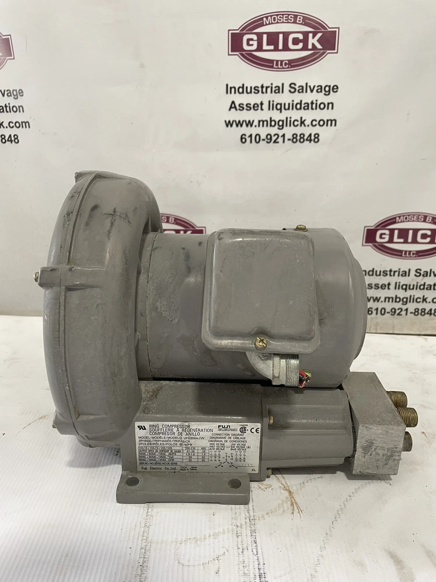 Fuji Electric VFC309A-7W Ring Compressor/Regenerative Blower 0.56HP 55CFM