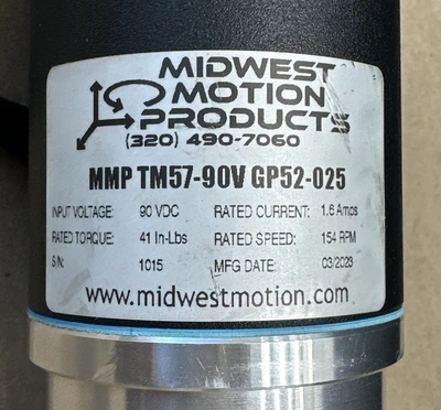 USED Midwest Motion Products MMP TM57-90V GP52-025