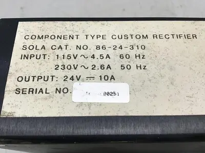 Used SOLA ELECTRIC 86-24-310 Power Supplies Michigan US | Ideal Machinery #1260134