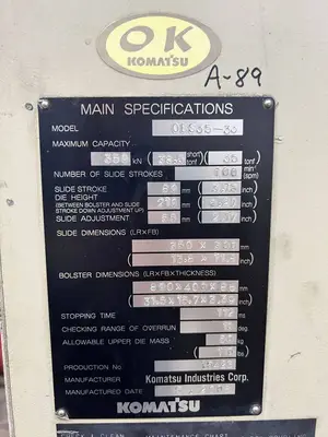 USED 2006 KOMATSU PRESSES KOMATSU OBS35-33 PRESS