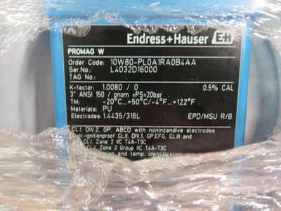 3" 150# Endress + Hauser Magnetic Flowtube model 10W80-PLOA1RAOB4AA , Unused Condition