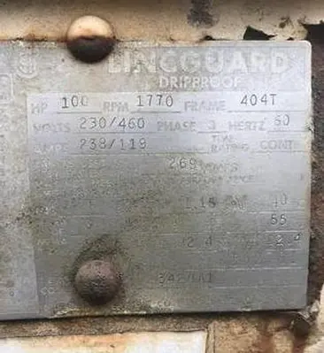 Ingersoll Rand 100 Hp Motor 404Tsc Lincguard Dripproof