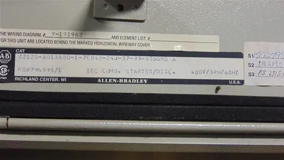 Allen Bradley 2212B-A018ABD-1-7EB42-24J-37-98-850GMD/A Combination Starter Used
