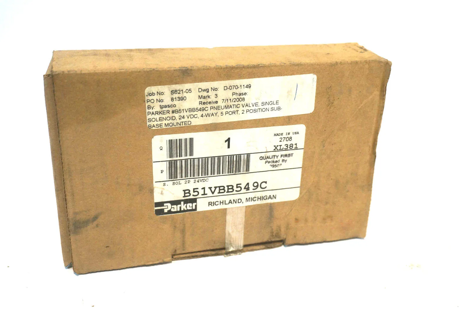 NEW PARKER B51VBB549C SOLENOID VALVE