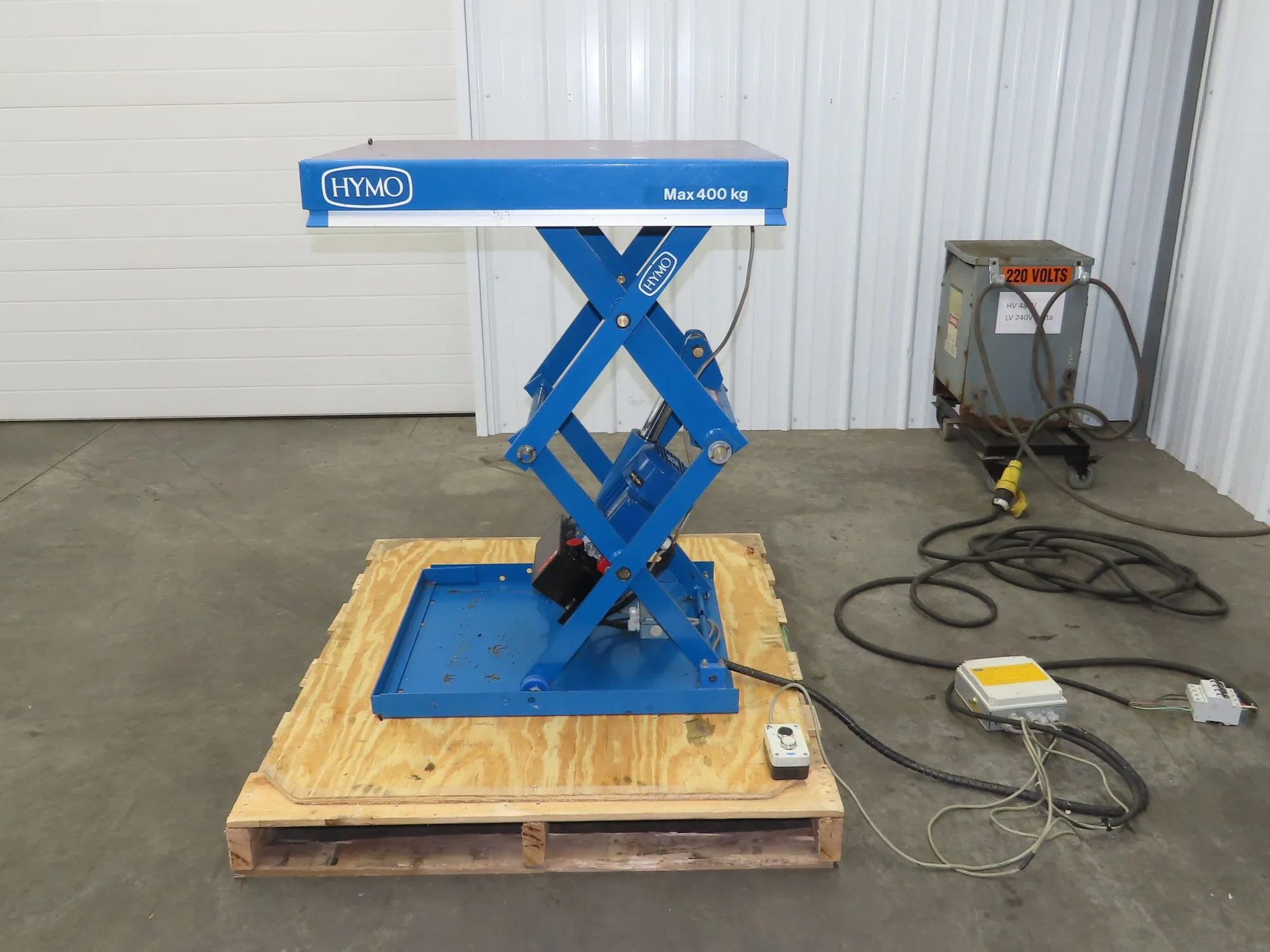 Hymo CXX4-8 Hydraulic Scissor Lift Table 400kg 880lb 36" Travel 24x31" 240V 3Ph