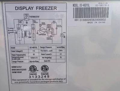 171-0114 60” Self Contained Ice Cream Freezer