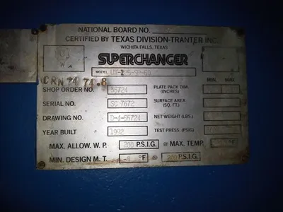 Superchanger Plate Heat Exchanger Model UX-125-SP-60