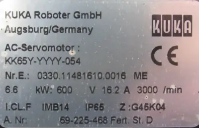 REFURBISHED KUKA KK65Y-YYYY-054 SERVO MOTOR KK65YYYYY054