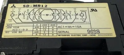NEW MITSUBISHI SD-MR12 CONTACTOR W/ TH-K12AB RELAY SDMR12