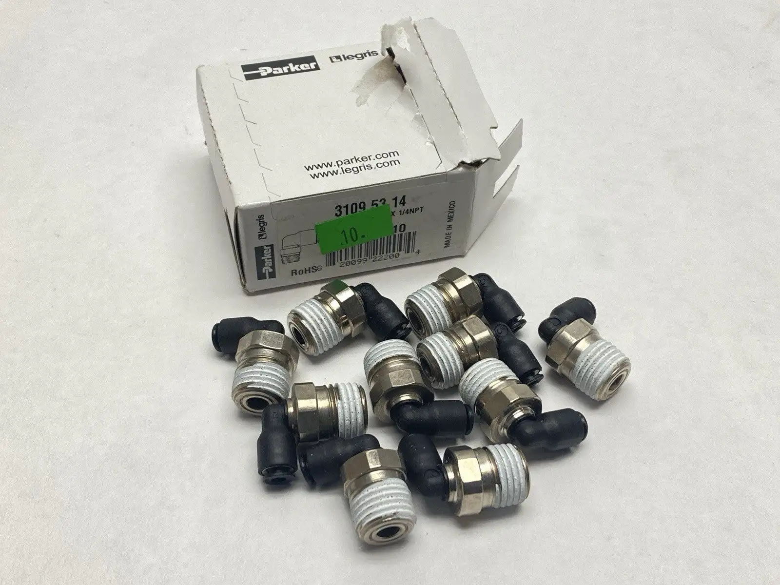 New | in-Stock Parker Hannifin 90-Degree Swivel Push-In Fittings 1/8" x 1/4" NPT BOX OF 10 Parts (Hydraulics and Pneumatics) Michigan US | Maverick Industrial Sales #1391778