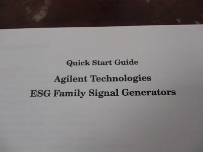 AGILENT ESG Used Family Signal Generators Quick Start Guide