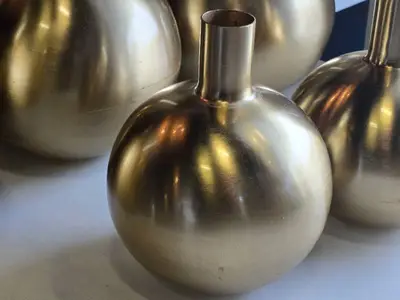 Lot of (2) Metal Bud Vase 7" x 9" (gold) (round)