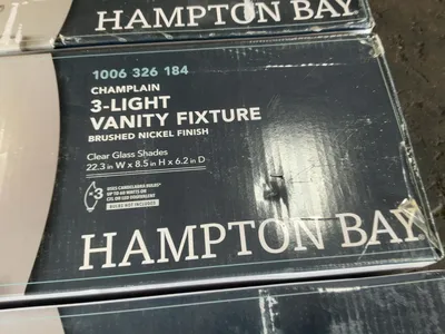 Lot of Hampton Bay Champlain Vanity Light Fixtures, Brushed Nickel Finish with Clear Glass Shades, I...