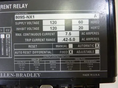 USED ALLEN BRADLEY 809S-NX1 SER A
