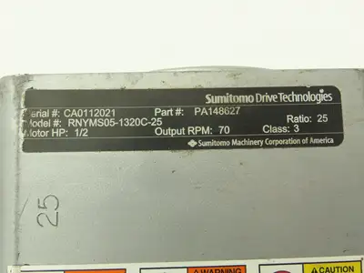 Sumitomo RNYMS05-1320C-25 Gearmotor 25:1 Ratio .5Hp 70rpm 3PH Hollow Shaft