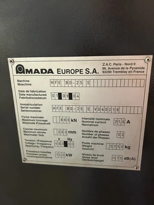 2004 AMADA HFE80-25 Brakes, Press | Active Machinery Sales, Inc. (4)