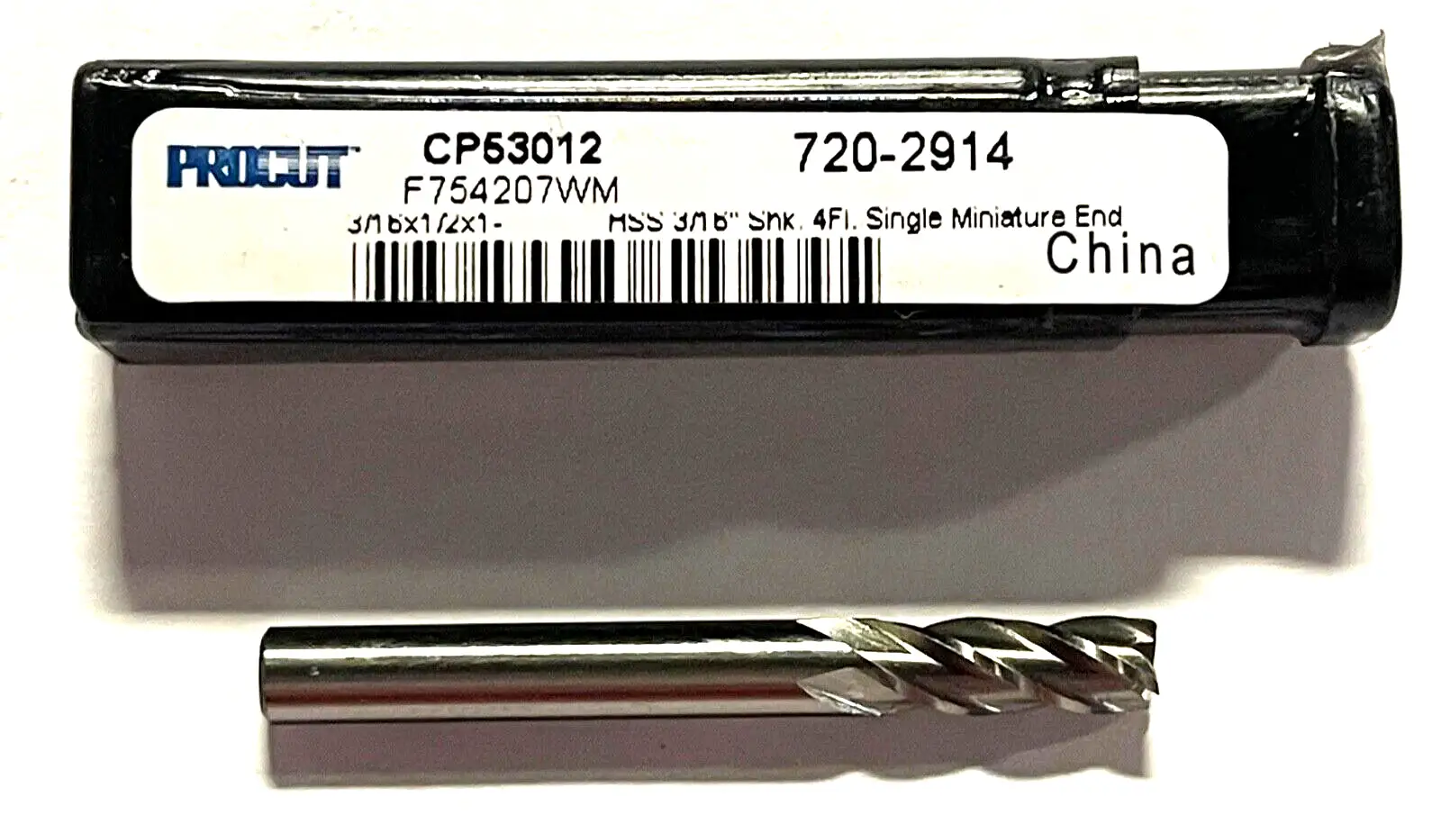 ProCut 3/16" HSS End Mill 4 Flute Single Miniature End Mill
