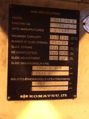 USED 1986 KOMATSU E2T-200N