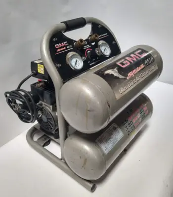 GMC 4610 4.6 Gallon Tank 1 HP Twin Tank Ultra Quiet Air Compressor 115 PSI