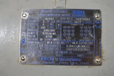 Teco Westinghouse DHP0034 ASHH Motor 3HP 2.2KW 4 POLES MOTOR STOCK HS29