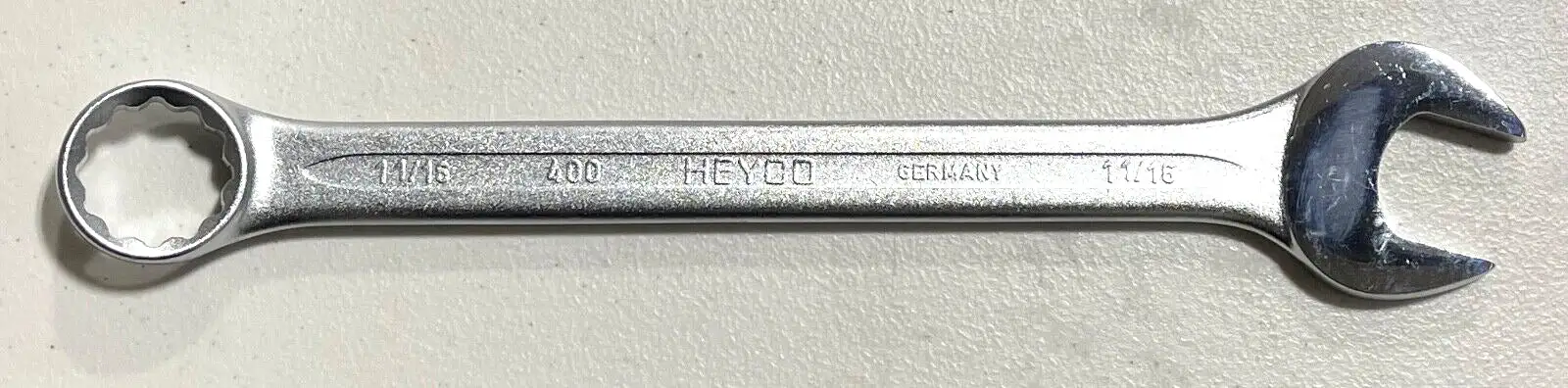 HEYCO 11/16" Combination Wrench 12 Point Satin Chrome Finish Narrow Profile