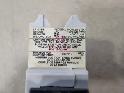 Used FEDERAL PIONEER NB115 Switchgears British Columbia CA | Lenmark #294454