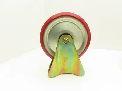 200x42mm 8" Red Polyurethane Rigid Plate Caster Wheel  Lot of 4