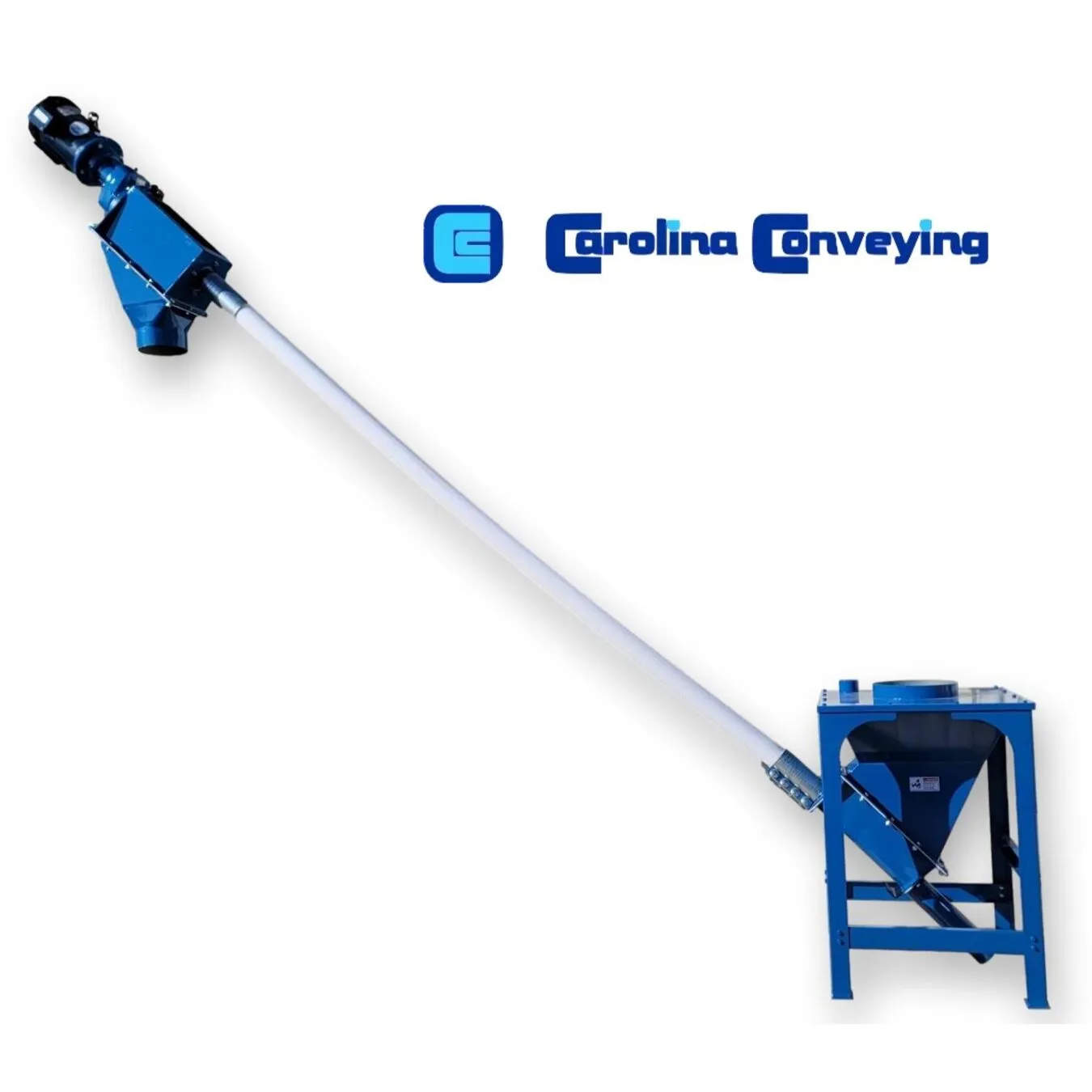 New Carolina Conveying 3" Dia x 10' Long Flexible Screw Conveyor, Mild Steel