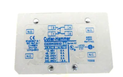NEW CUTLER HAMMER C320KGS32 AUXILIARY CONTACT SER.A2