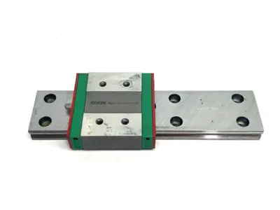 USED HIWIN LINEAR GUIDEWAY BLOCK AND RAIL, 1-BLOCK, 140MM RAIL
