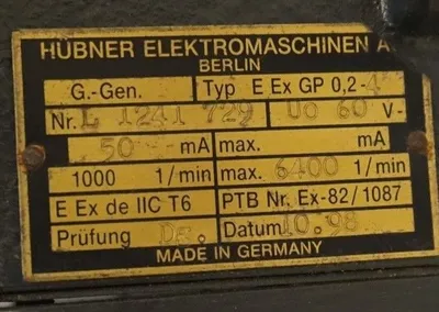 NEW HUBNER BERLIN E-EX-GP-0.2-4 TACHOGENERATOR EEXGP0.24