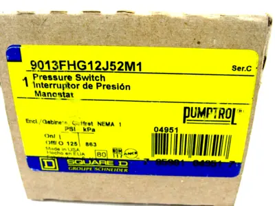 NEW SQUARE D 9013FHG12J52M1 PRESSURE SWITCH