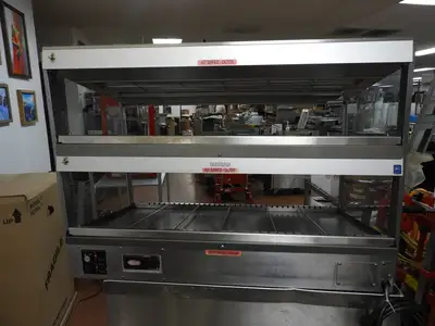 Used JS Used Hatco GRSDS-41D Glo-Ray 41" Slanted Double Shelf Warming Merchandiser Display 220V - JS Heated Cabinets & Displays Illinois US | Falcon Restaurant Supply #1376465