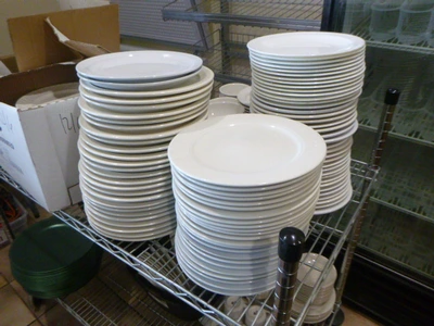 Wire Shelving with Dishware