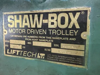 7.5 TON x 27'-4" MOVE HANDLING SYSTEMS SINGLE GIRDER BRIDGE CRANE W/ SHAW-BOX HOIST: STOCK #21010