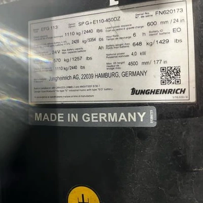 Used 2020 JUNGHEINRICH EFG 113 Misc Forklifts British Columbia CA | Leavitt Machinery #1438763