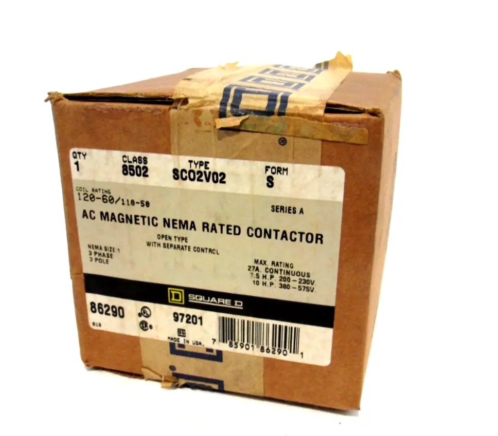 NEW SEALED SQUARE D 8502-SCO2V02 MAGNETIC CONTACTOR 8502SCO2V02
