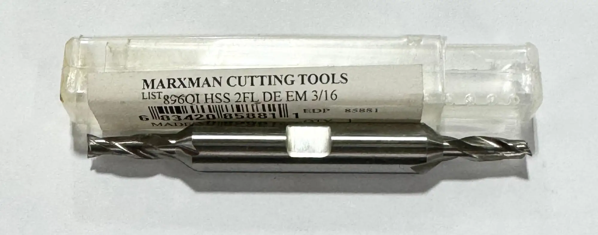 Marxman 3/16" HSS Double End Mill 2 Flute 3/8" Shank