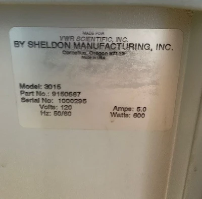 VWR 3015 Water Jacketed Incubator / Oven