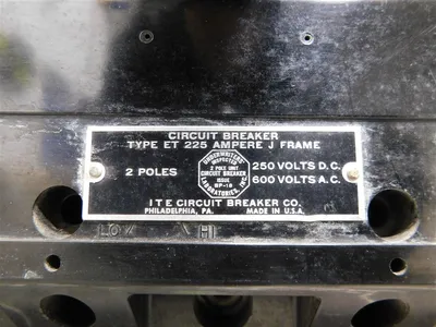 ITE Type ET Circuit Breaker 225 Ampere J Frame 2 Poles 250VDC 600VAC Used