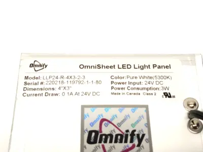 LLP24-R-4X3-2-3 | Omnify  OmniSheet Embedded LED Light Panel 4" x 3" 24V 5300K - Used