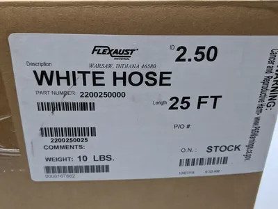 USED FLEXHAUST WHITE HOSE 2.5” ID X 25’ FEET