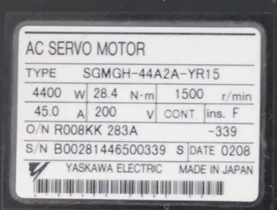 YASKAWA SGMGH-44A2A-YR15 AC SERVO MOTOR SGMGH44A2AYR15