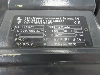 EMWB F112-4M Water Cooled AC Motor 4kw 1420rpm 220/400V 3PH 50Hz IEC 112M Metric
