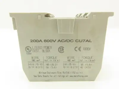 Marathon Electric EPBAP45 Power Distribution Terminal 200A 600V AC/DC Lot of 3