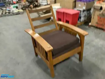 European style wood chair with adjustable back and cushions
