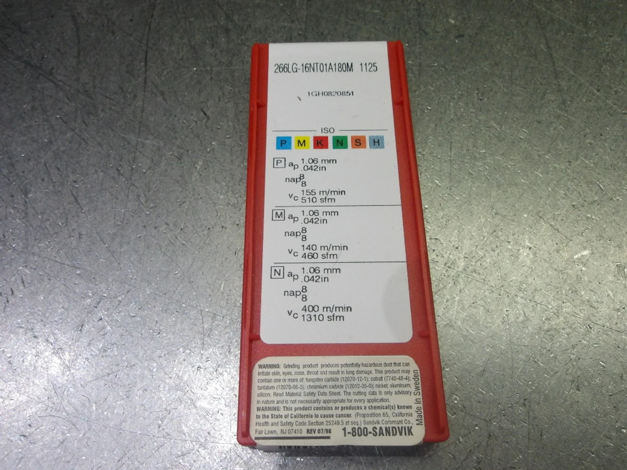 Sandvik Carbide Threading Inserts QTY10 266LG-16NT01A180M 1125 (LOC2294)