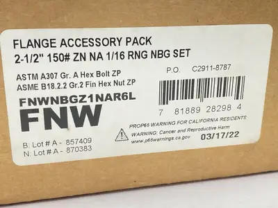 FNWNBGZ1NAR6L | Flange Accessory Pack 2-1/2" 150# ZN NA 1/16 RNG NBG SET - New